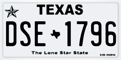 TX license plate DSE1796