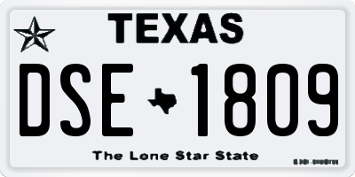 TX license plate DSE1809