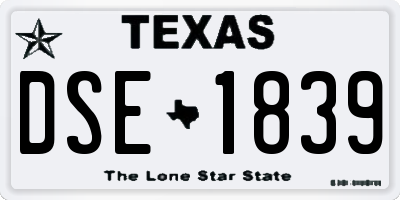 TX license plate DSE1839