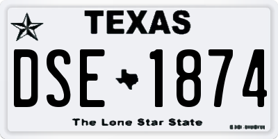 TX license plate DSE1874