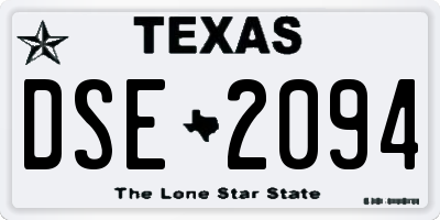 TX license plate DSE2094