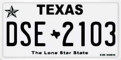 TX license plate DSE2103