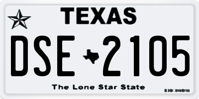 TX license plate DSE2105