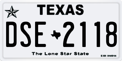 TX license plate DSE2118