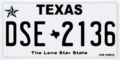 TX license plate DSE2136