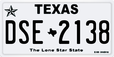 TX license plate DSE2138