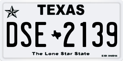 TX license plate DSE2139
