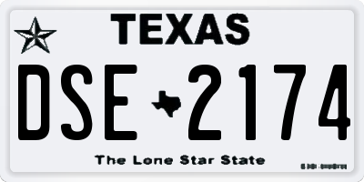 TX license plate DSE2174