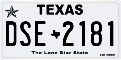 TX license plate DSE2181