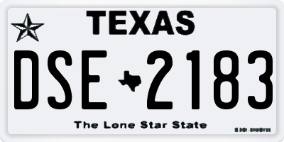 TX license plate DSE2183