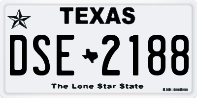 TX license plate DSE2188