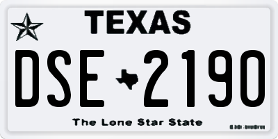 TX license plate DSE2190