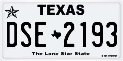 TX license plate DSE2193