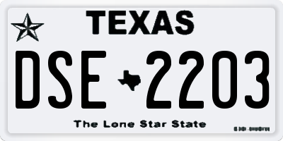 TX license plate DSE2203