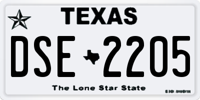 TX license plate DSE2205