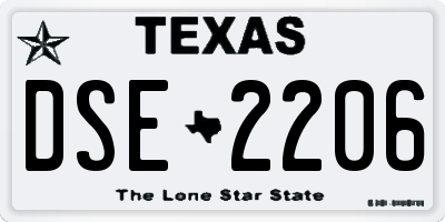 TX license plate DSE2206