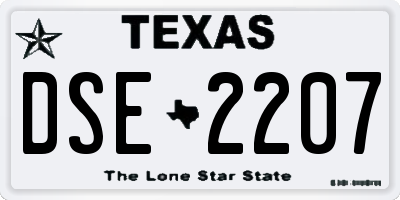 TX license plate DSE2207