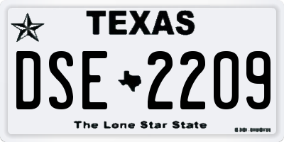 TX license plate DSE2209