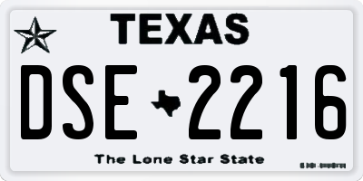TX license plate DSE2216