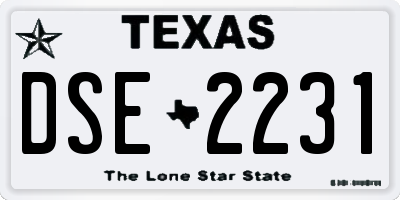 TX license plate DSE2231