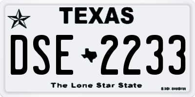 TX license plate DSE2233