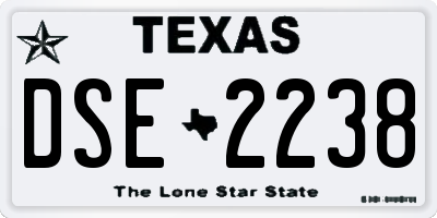 TX license plate DSE2238