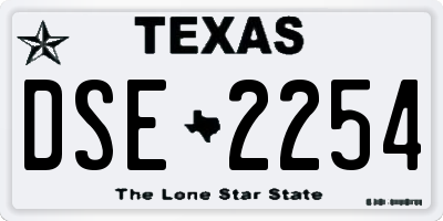 TX license plate DSE2254
