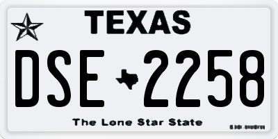TX license plate DSE2258