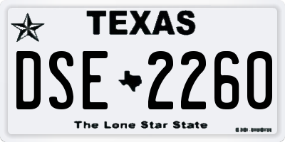 TX license plate DSE2260