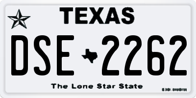 TX license plate DSE2262