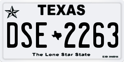 TX license plate DSE2263