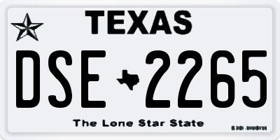 TX license plate DSE2265