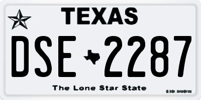 TX license plate DSE2287