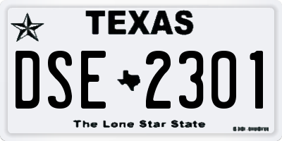 TX license plate DSE2301