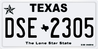 TX license plate DSE2305