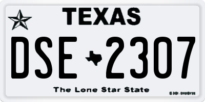TX license plate DSE2307
