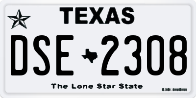 TX license plate DSE2308