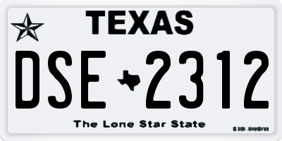 TX license plate DSE2312