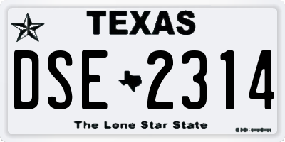 TX license plate DSE2314