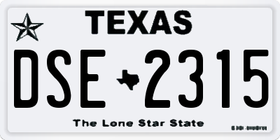 TX license plate DSE2315