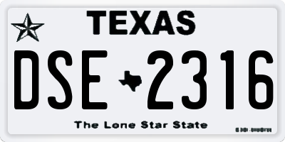 TX license plate DSE2316