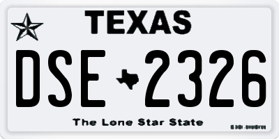 TX license plate DSE2326