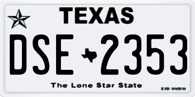 TX license plate DSE2353