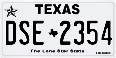 TX license plate DSE2354