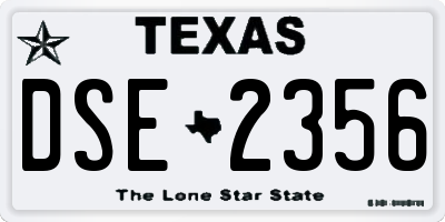 TX license plate DSE2356