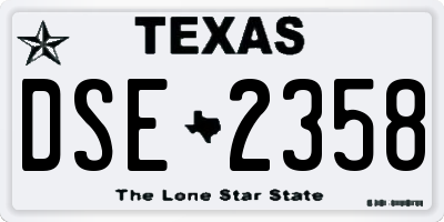 TX license plate DSE2358