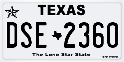 TX license plate DSE2360