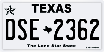 TX license plate DSE2362