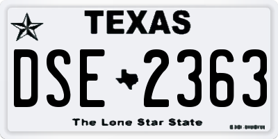 TX license plate DSE2363