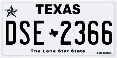 TX license plate DSE2366